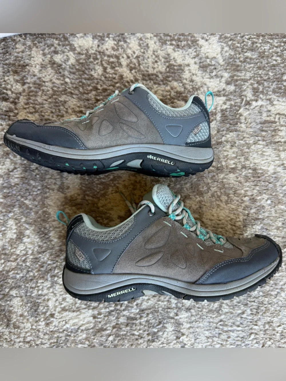 Merrell Gray and Teal Women's Trail Athletic Shoes